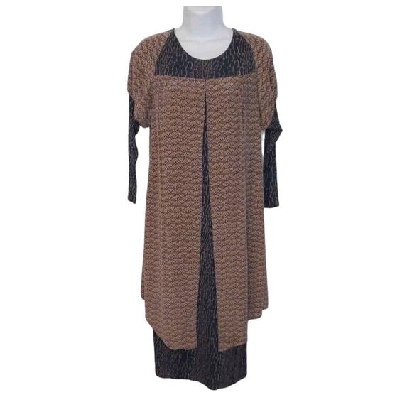 SUNO Dress Women's Size S Mixed Media Lagenlook Layered Look Blue Rose Print USA - Picture 1 of 15